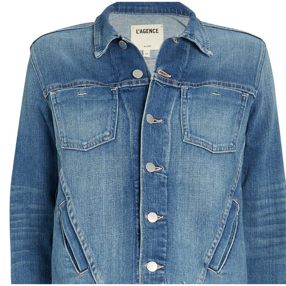 NWT L'AGENCE Jemma Slim Denim Jacket Pomona Blue S